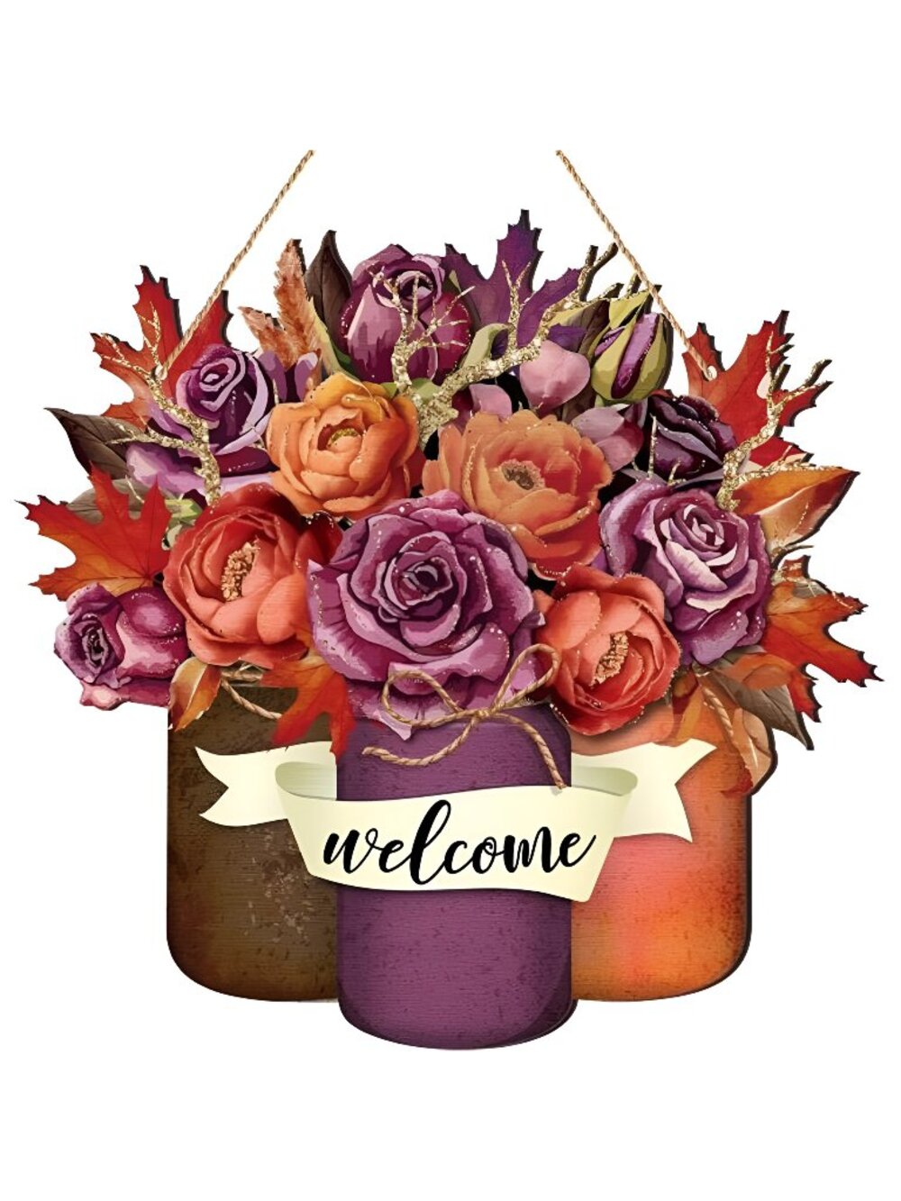 Vintage Fall Door Decor Fall Welcome Signs Farmhouse Autumn Hanging Sunflower
